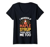 Womens Maple Syrup Tree Sap Hobbyist Tapping Sugaring Canada V-Neck T-Shirt