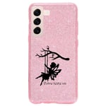 Coque Galaxy S22 paillettes rose fee fleur