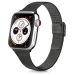 YLK Métal Bracelets Compatible avec Apple Watch 38mm 40mm 41mm 42mm 44mm 45mm Ultra 49mm, Acier Inoxydable en Métal Compatible pour iWatch 9 8 7 6 5 4 3 2 SE (42mm/44mm45mm, é Noir)