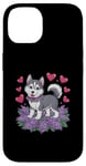 iPhone 14 Husky with lilac Case