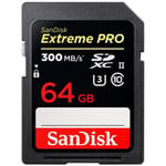 SanDisk SD Carte Mémoire Haute Vitesse Extreme PRO 64Go Classe10 300M-s U3 SDHC SDXC UHS-II Noir Chez Scenery