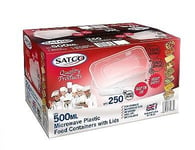 Satco 500ml Plastic Food Containers with Lids - 250 Pcs Storage Box Takeaway