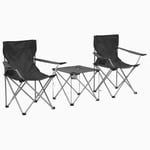 AUCUNE Moderne - Ensemble Table et Chaises de camping 3 pcs repas jardin Gris