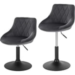 Lot de 2 Tabourets de Bar en Velours + métal Woltu Tabouret de Bistrot réglable en Hauteur et Rotatif, Tabourets de Cuisine, Gris Foncé