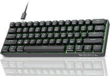 Clavier Gamer Mécanique 60% Câblé avec Interrupteur Rouge,DK61se Clavier Gaming Rétroéclairage Bleu Glacier,Type-c Mechanical Keyboard Compact 61 Touches Anti-ghosting-US Layout,Noir