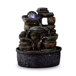 Fontaine d’Intérieur Cascade Nature Effet Pierre Rock Lumière Coloré, Idée Cadeau, Déco d’intérieur en Mouvement - Fontaine de Table Zen Relaxante, Objet Feng Shui Bonheur, H 23cm – Satya Zen’Light