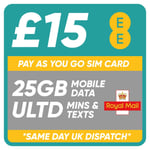 EE NANO SIM CARD - £15 DAY PACK -DATA ROLLOVER