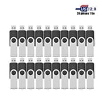 VIEKUU Clef USB 1 GO 2.0 Lot de 20 Piéces Flash Drive pour Ordinateur, Télévision, Automobile,etc (Noir)