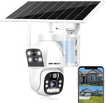 Solaire WiFi Cam?ra De Surveillance Ext?rieur sans Fil,Cam?ra Surveillance Batterie 8W 12000mAh,CCTV Cam?ra IP Outdoor avec Double Objectif & Double Vue,PIR D?tection