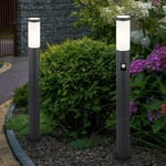 Lampadaire de jardin lampe de jardin en acier inoxydable avec détecteur de mouvement anthracite E27 balisage jardin, opale, 1x douille E27, h 80 cm,