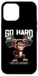 Coque pour iPhone 12 Pro Max Go Hard Or Go Home Monkey Haltérophilie Fitness Gym