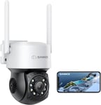 4MP Caméra de Surveillance Extérieure,Caméra 350°/90° Zoom Numérique 16X,caméra IP WiFi Extérieure avec Vision Nocturne Couleur,Conversation Bidirectionnelle,Détection de Personne