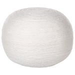 Pouf Rond Tissé en Laine Blanche 50 cm Remplissage à Billes Polystyrène Takhabi