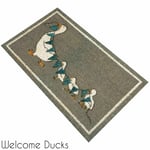 Door Mat Grey Welcome Ducks Coir Doormat Rubber Back Non Slip Matting Floor