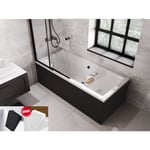 Baignoire rectangulaire Noir Mat - quadro - 180x80 - avec Tablier - Repose Tête offert - Noir