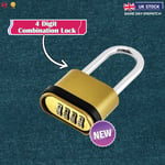 4 Digit Combination Padlock Heavy Duty Outdoor Lock Gym Travel Luggage Locker UK