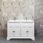 Top Bath - Meuble salle de bain avec vasque/lavabo doliana 120 à poser laqué Blanc mat 4 portes avec plan céramique