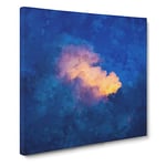 Light Upon the Clouds Painting Modern Canvas Wall Art Print Ready to Hang, Framed Picture for Living Room Bedroom Home Office Décor, 14x14 Inch (35x35 cm)