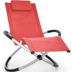 Chaise Longue de Jardin Rouge pour la Relaxation Fauteuil Pliant Résistante aux Intempéries Charge de 180KG Thermoactive - Tillvex
