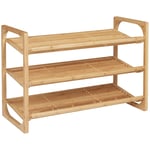 3-Tier Bamboo Shoe Rack Storage Organiser with Slatted Shelves