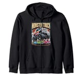 Monster Truck Crushing Cars Tee for Monster Truck Lovers Zip Hoodie