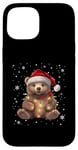 Coque pour iPhone 15 Ours de Noël Lumières de Noël Père Noël Ours en peluche Noël