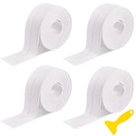 DREETINO Bath Sealant Strip,11ft Self Adhesive Caulk Strip Sealant Tape for Kitchen, Bathroom, Toilet, Wall Corner with Sealing Tool - White (4PCS)