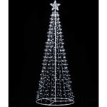 Sagesse 3257 Sapin de Noel en cone me'tallique 2 mt avec tube lumineux de 480 lumie'res led reflex 5 mm blanc froid avec flash intermittent blanc