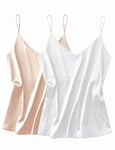 Ekouaer Women's Satin Camisole Tank Tops Adjustable Strap Ladies Camisole Tops Cami L