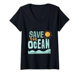 Womens Save the Ocean Save the earth graphic apparel V-Neck T-Shirt