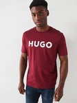 HUGO Dulivio Chest Logo Regular Fit T-shirt - Dark Red, Dark Red, Size M, Men