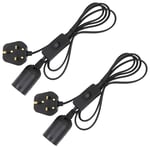 2 Pack E27 Lamp Holder Socket,Pendant Light Ceiling Lighting Suspended Hanging Light Fitting Cable Plug with On/Off Switch-UK Plug for Ceiling Lamps Table Floor Lights (Black)