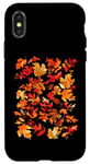 Coque pour iPhone X/XS Orange Camo Feuilles d'automne Feuilles d'automne