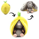 LES DÉGLINGOS - FLIPETZ - Doudou Rocket la Souris/Citron - Souris Cache-Cache réversible - Peluche Toute Douce pour bébé - Idées Cadeaux de Naissance, Jaune et Gris