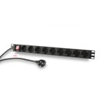 Synergy 21 PDU 9 st CEE7 eluttag 2 meter CEE7 Svart med strömbrytare