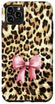 iPhone 11 Pro Max Leopard Cheetah Pattern With Light Pink Bow Coquette Girl Case