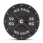 Vaorwne Strongman 50KG Print Wall Clock Circular Gym Weight Lifting Dumbbell Bodybuilding Silent Acrylic Clock