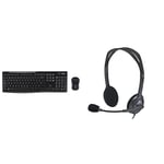 Logitech MK270 Wireless Keyboard and Mouse Combo - Black & H111 Wired Headset, Stereo Headphones with Noise-Cancelling Microphone, 3.5 mm Audio Jack, PC/Mac/Laptop/Smartphone/Tablet - Black