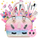 Maquillage Enfant Fille - Maquillage Enfant Jouet Filles, Non Toxique Lavable Malette Maquillage Enfant Barbie Licorne Jouet Cadeau de Noël Anniversaire 4 5 6 7 8 9 10-12 Ans