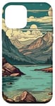 Coque pour iPhone 12 mini Rocky Mountain Lake Vintage Paysage graphique