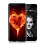 Huawei Softlyfit P10 Plus Kohokuvio Muovikuori - Liekehtivät Liekit Oranssi