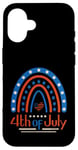 Coque pour iPhone 16 4 juillet 4 juillet arc-en-ciel blanc bleu rouge patriotique