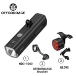 Polkupyörän osat OFFBONDAGE polkupyörän valo 1000 lumenin pyörän ajovalo Power Bank Taskulamppu Ohjaustanko USB-lataus MTB maantiepyöräilyn kohokohta