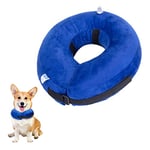 Nobleza - Collerette Chien Gonflable, Ajustable Collier de Récupération Chien Chat, Collerette pour Chien Anti Léchage Collerette Chat Anti Grattage avec Velcro (Bleu, M)