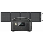 ECOFLOW RIVER 288Wh générateur solaire avec 110W panneau solaire sur balcon, 2 x 600W AC output (1200W peak), station d'énergie portable pour le