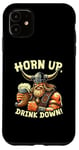 Coque pour iPhone 11 Bière Horn Up Drink Down Viking Beer Buvant de la bière Funny Warrior