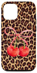 Coque pour iPhone 13 Cravates léopard imprimé guépard cerises cerises nœud