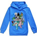 Barnens tecknade spel Hoodie Casual Långärmad Huvtröja Minecraft Grafisk Tröja för 5-12 år pojkar flickor-Xin Blå 9-10År