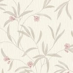 Belgravia Tiffany Floral Cream Red Wallpaper Luxury Textured Heavyweight Vinyl