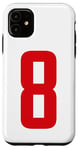 iPhone 11 Number 8 in Red printed both sides Case